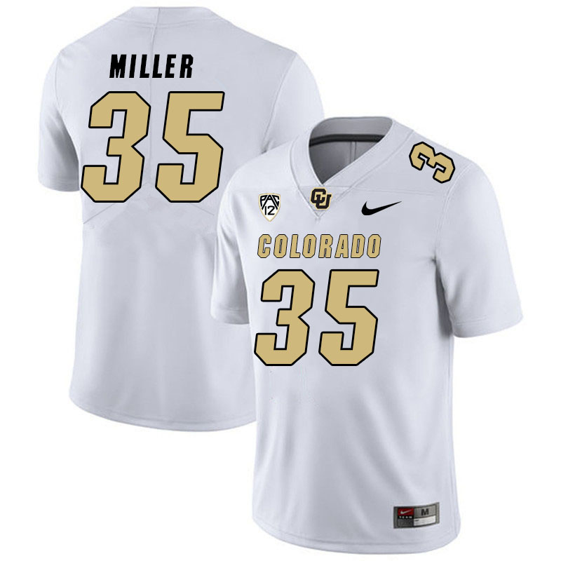 Men #35 Brandon Miller Colorado Buffaloes College Football Jerseys Stitched Sale-White - Click Image to Close